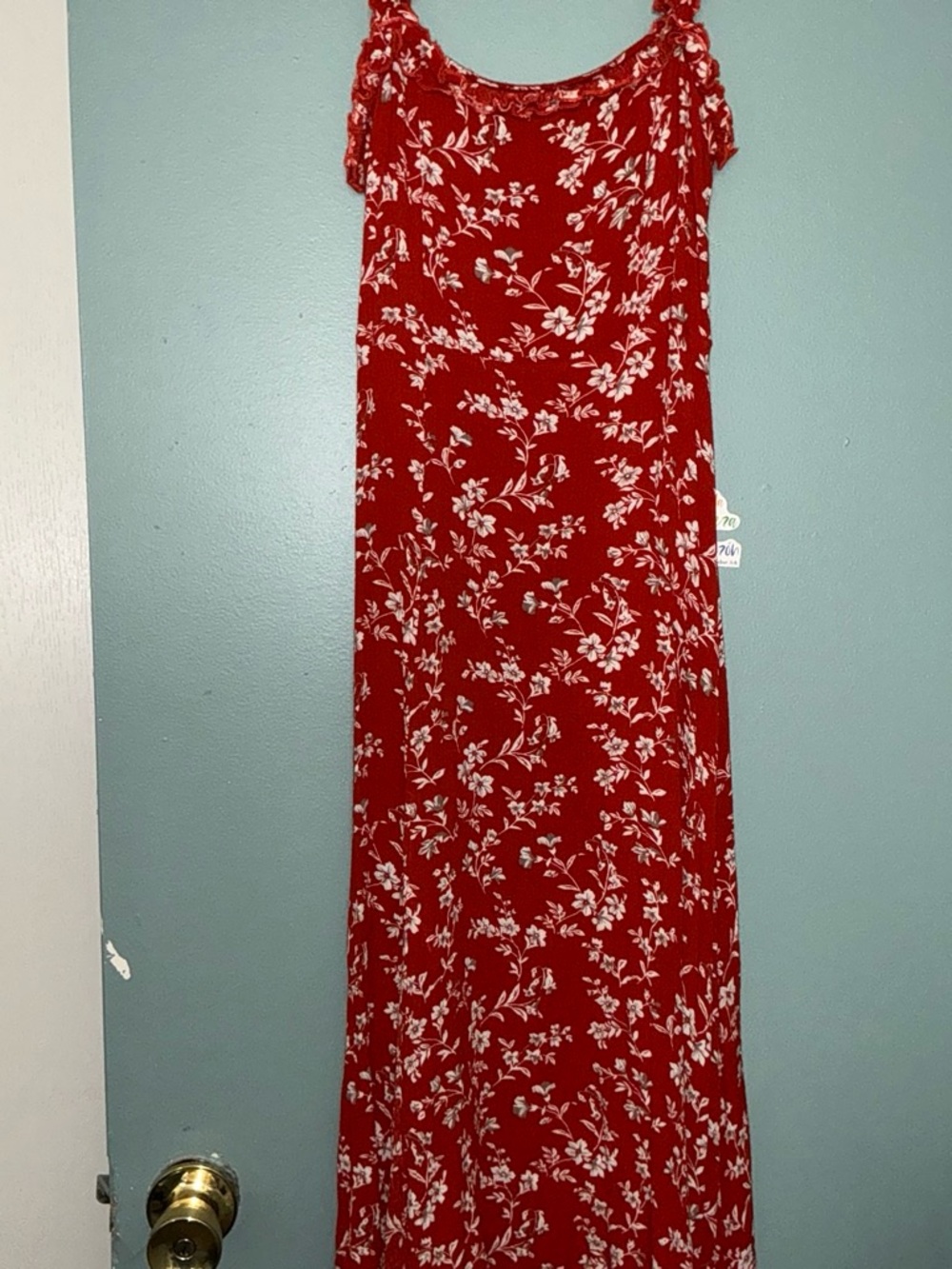 Lulus Red Floral Maxi Dress with White Print